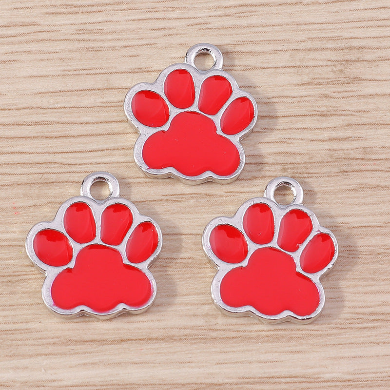 Wholesale 10pcs/pack Cartoon Cute Cat Cat Paw Print Alloy DIY Pendant Pendant